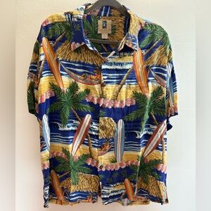 Kahala Surfing Dogs Print Hawaiian Shirt XL